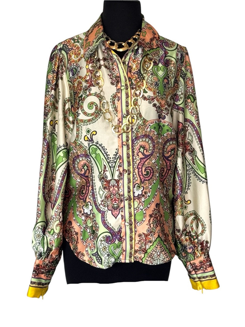 Boutique J Renee Maldives Satin Blouse Size L
